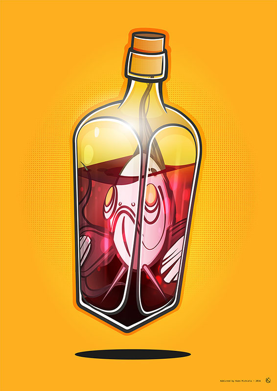 addicted fish bottle vector vectorart illustratie