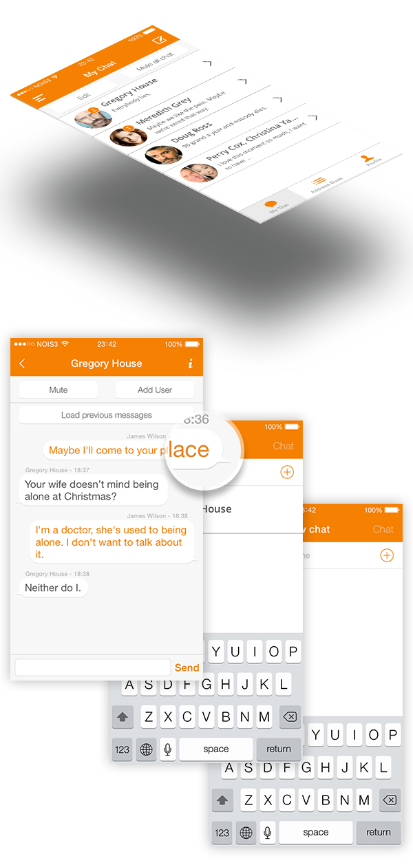 minorca orange medicine ios iphone android app Event Program Chat redesign