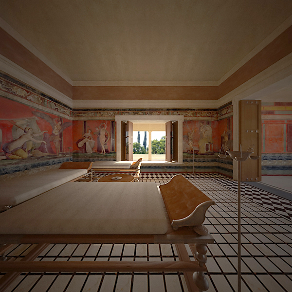 Roman Villa Computer render Archaelogical reconstrution Pompeii