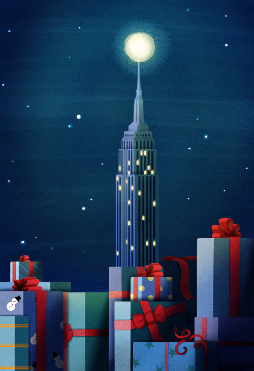 ILLUSTRATION  digital illustration animal nyc New York taxi woman Christmas Travel