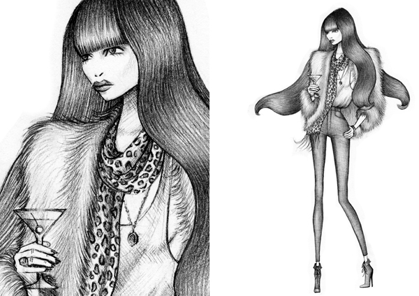 fashion illustration percy & reed hair