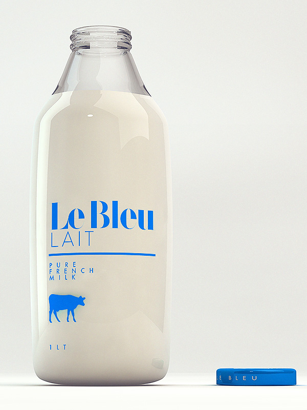 milk  bleu  lait cow French  bottle  blue