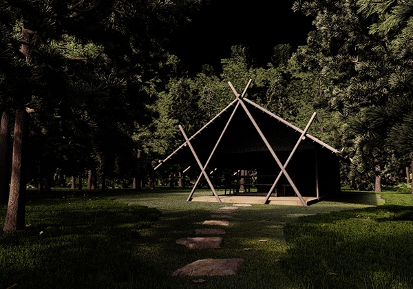 3d visualisation ltd tent trees Landscape