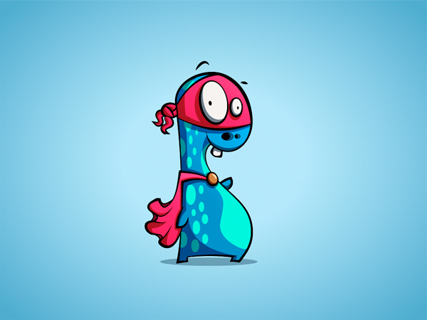 game design funny Dino monster blue wallpaper art vector Mascot colorful logo creature