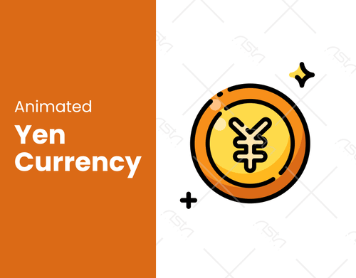 currency symbol animated vibrant colors Dynamic motion sparks japan yen