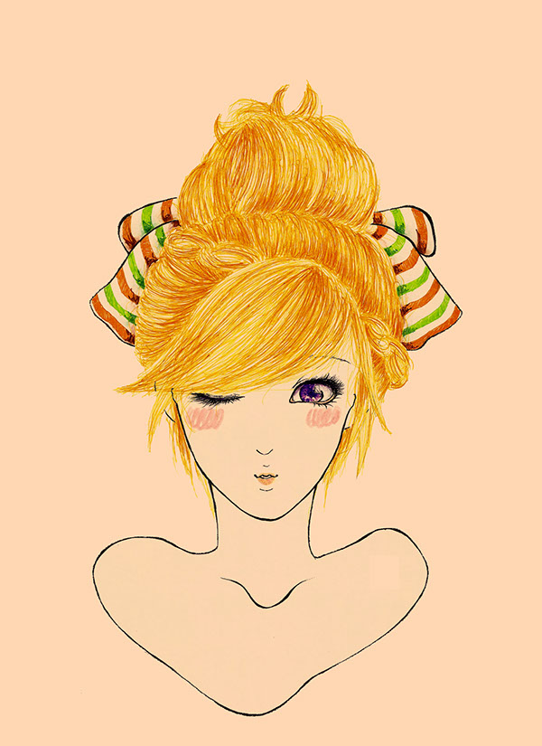 Rainbow Hair Illustration - Yell o wish Girl on Behance