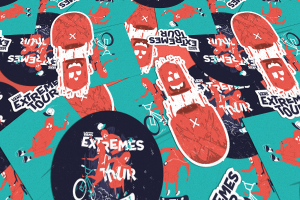 extreme tour skate Mascot logo identity visual Board skateboard inline Skating bmx Bike wheels three