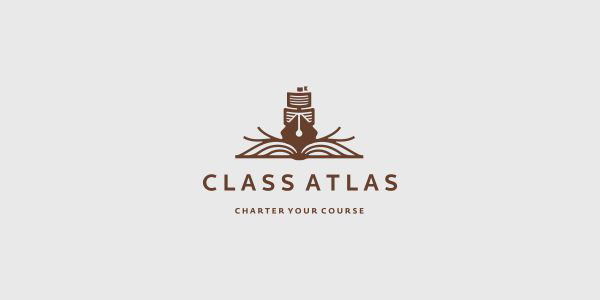 logo identity class atlas educational Project resource educate book ship pen