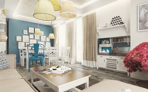home rustic Interior design deco decoration wooden furniture brick apartment sofia