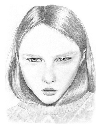 portrait pencil ink black and white