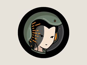 Space  spaceship woman Cyberpunk Scifi postapocalyptic tech vector gif animated
