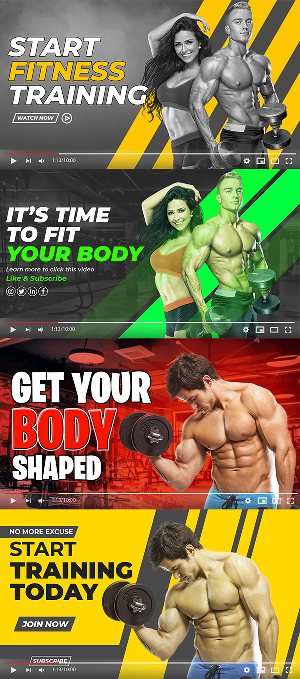 Gym YouTube Thumbnail Design-Fitness Thumbnail Design