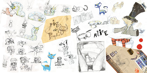 Alice in Wonderalnd fantasy book design book design book art collage
