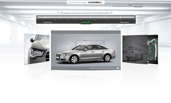 ADV automotive   Web la stampa newspaper homepage rich media video slideshow 3D timeline background Overlay
