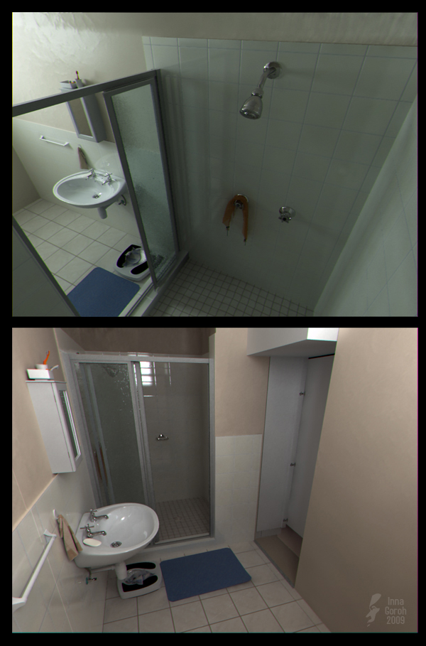 bathroom arch viz observational study realistic rendering