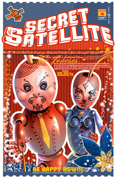 satellite Cat mouse sarcasm Parody humor cynical satire colorful circus poster Circus flyer bright Fun silly whimsical donkey beatle bug horse circus trainer Martini booze alcohol news bobble head zombie zombies kristian olson type ruler