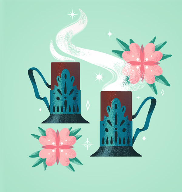 fine tea selection illustrations