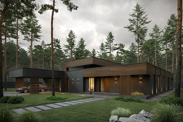 luxury cottage in a pine forest