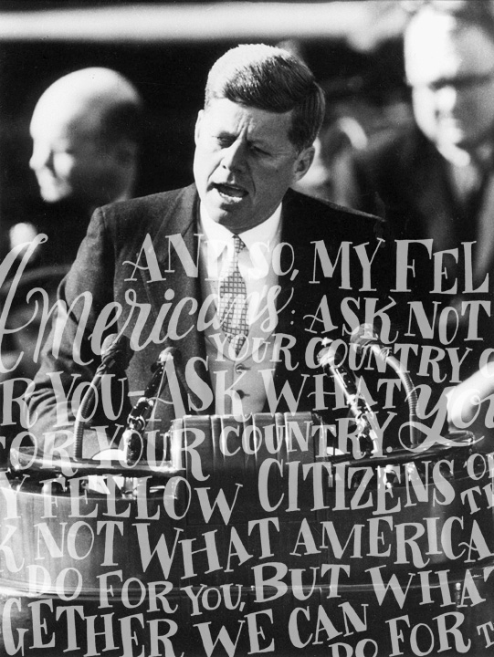 JFK HAND LETTERING Script tribute quote kennedy wacom