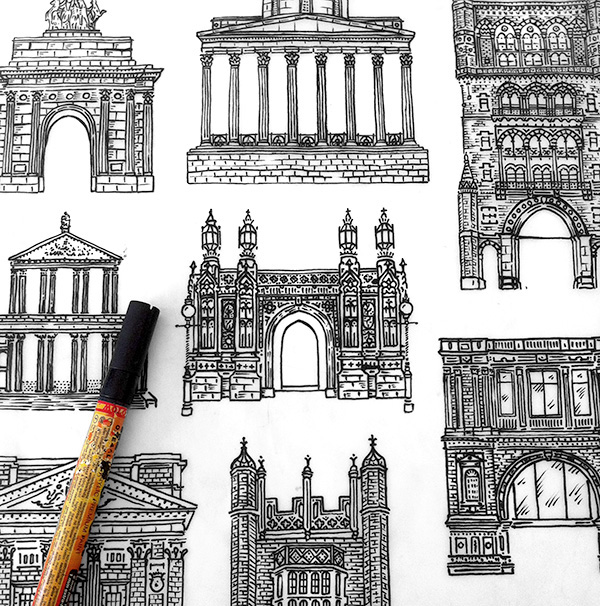 London greatlittleplace city portrait linedrawing penandink Architecture drawing buildings