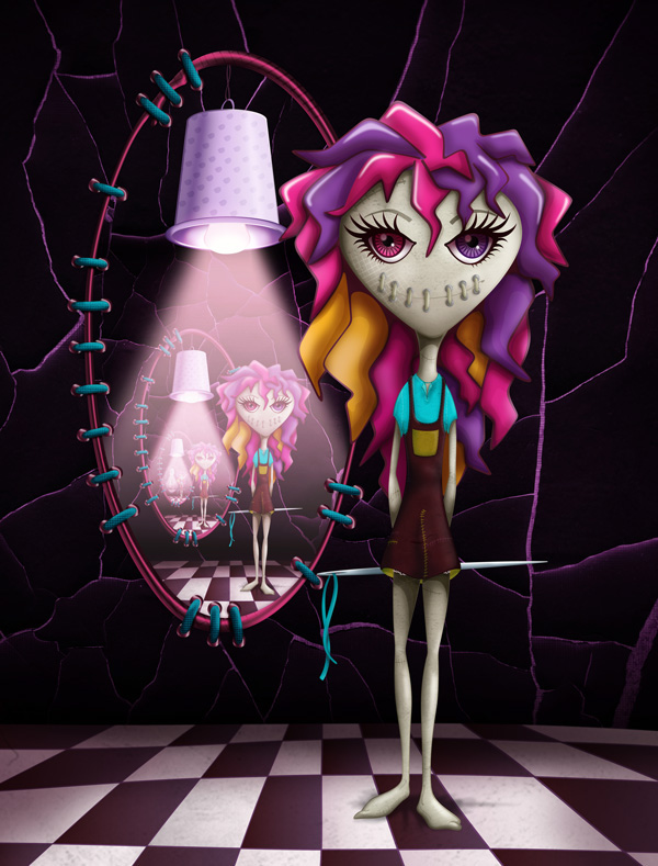doll SAW hair mirror female dark bathroom lights underground