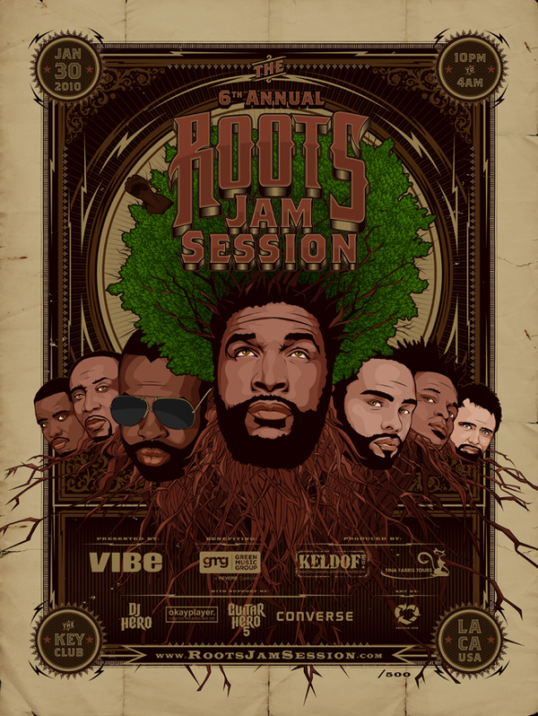 Logo Design art roots roots jam session grammys ?uestlove Questlove The Roots Key Club sunset strip hollywood Los Angeles California poster concert poster