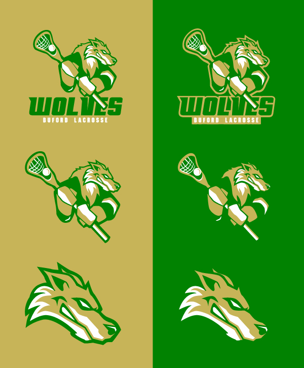 tshirt camiseta logo sport wolf wolves lobos lacrosse buford eeuu estados unidos Verde dorado gold Helmet
