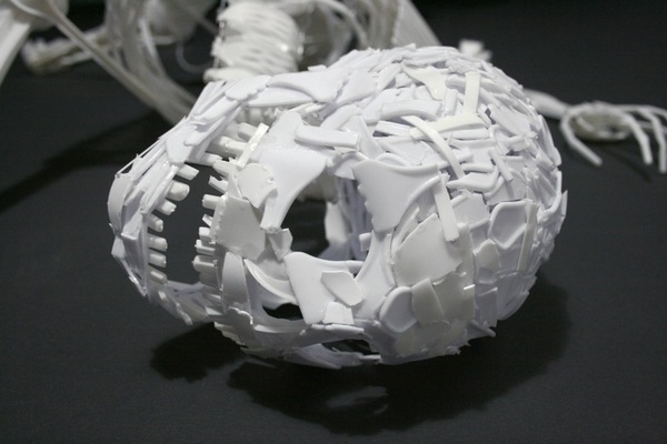 craft sculpture political waste recycle skull skeleton