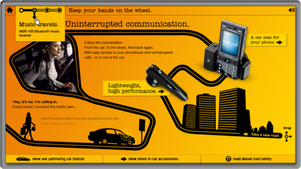 concept Campaign site campaign in-car accessories Sony Ericsson