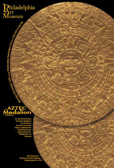 poster  art museum aztec philadelphia coins graphic design 