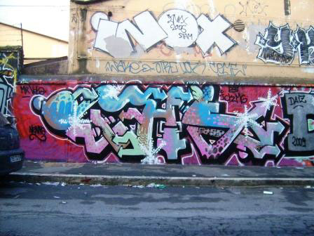 Graffiti murales spray cans art Vela the crew color wall train
