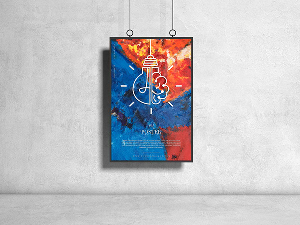 Hanging PSD Poster Mockup Design Free