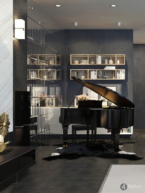 Interior design concept livingroom kitchen rendering visualazion