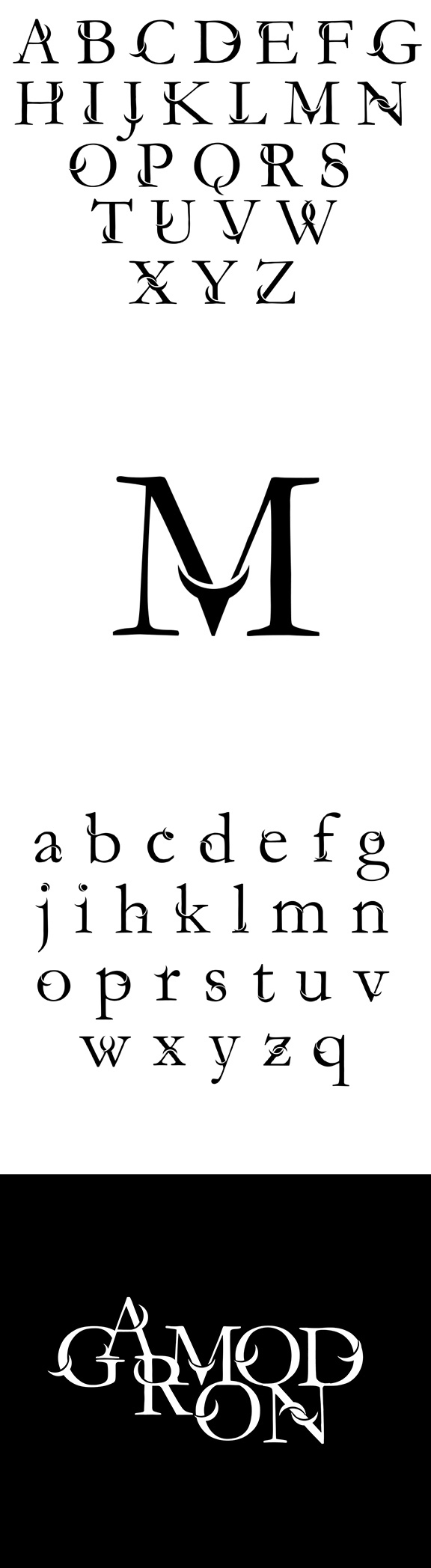 Typeface font logo moon letters typo idea garmond symbol Cat luna concept student