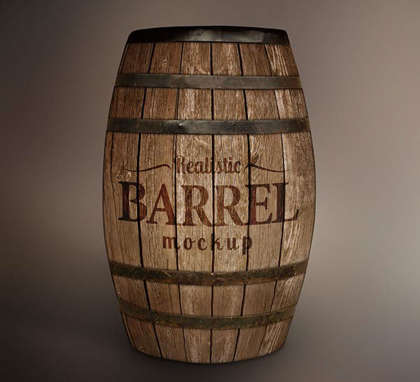wooden wood barrel Mockup vintage