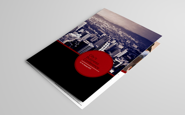 BI fold half print template graphic design pamphlet leaflet brochure a4 conference meeting graphicriver