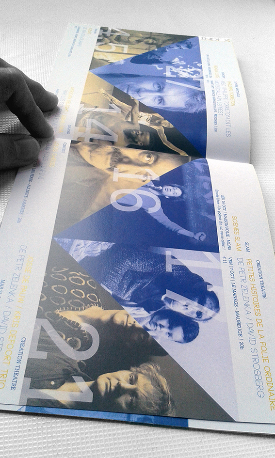 brochure color france belgium maubeuge Mons le manege cultural yellow blue White black Events