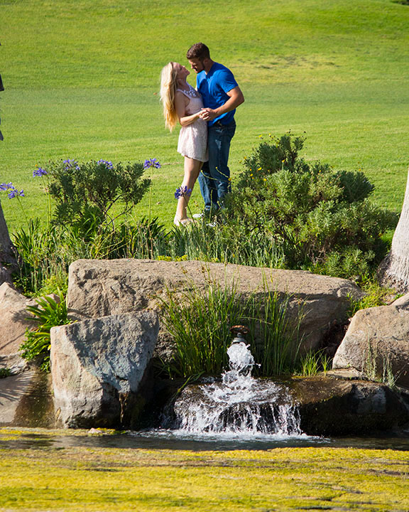 Love romance engagement oceanside escondido water pond Ocean green Syrenia Imagery couples portraits