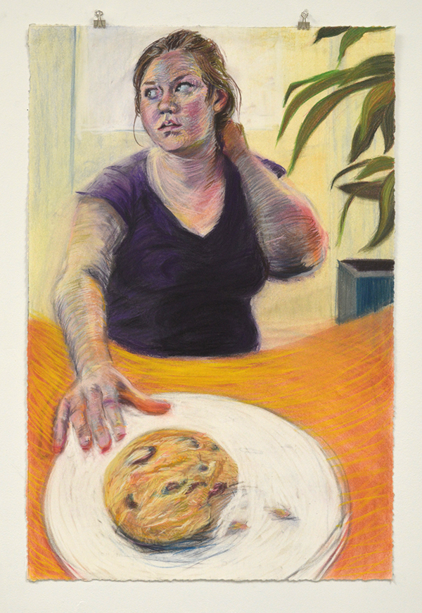 self-portrait pastel cookie cookies chocolate chip Eating  mindless eating stress eating consumption self-portraiture Pastels