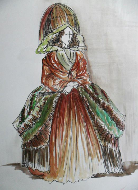 baroque Classic old fashion fashion design Baroque Era era classic fashion old old character  queen marie antoinette color water color sketch character illustration