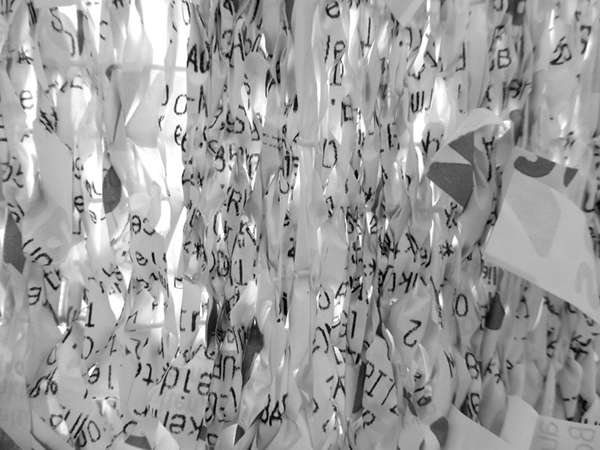 paper Shopping receipts sales slips weaving Woven numbers identity surface Repetition recycling paper art consumption