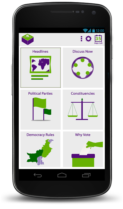 Pakistan Election app android Value Added Services mobilink muslim  Country pakistani vote general elections politics ballot polls  referendum