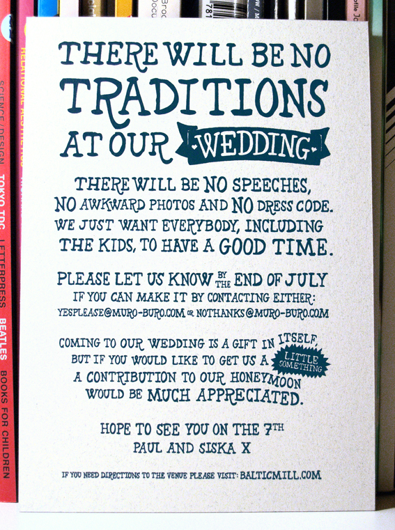 paul robson muro buro wedding invitation HAND LETTERING