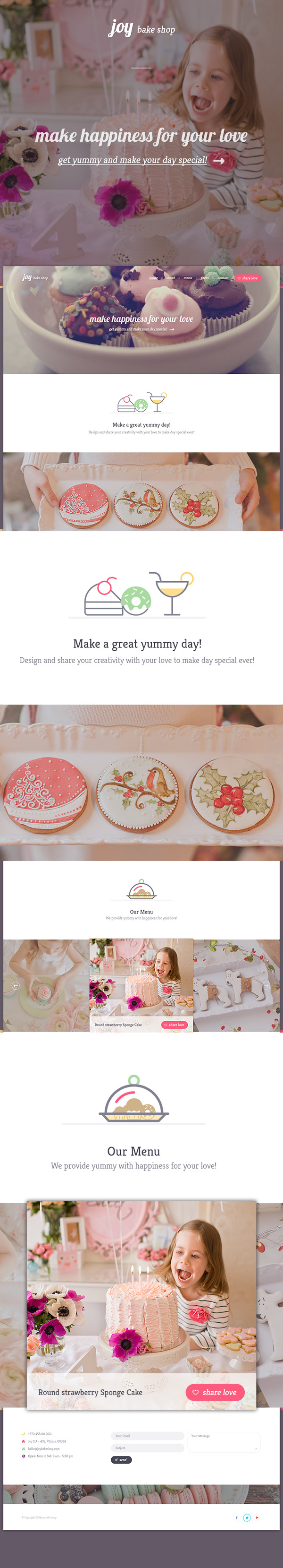 Website layout desing. bakery Layout Web Love Bake Shop UX design
