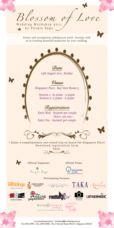 wedding Workshop brochure edm package blossom romantic Love marriage couple flyer singapore ceremony sakura