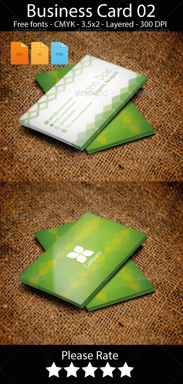 fresh modern green simple hexagon business card