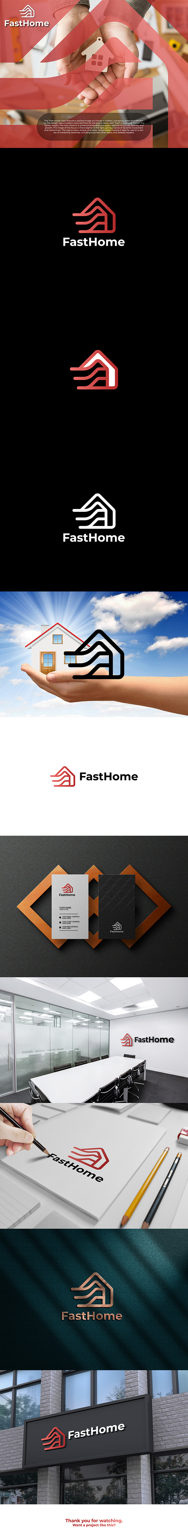 fast home, logo, house, realty, real estate agency