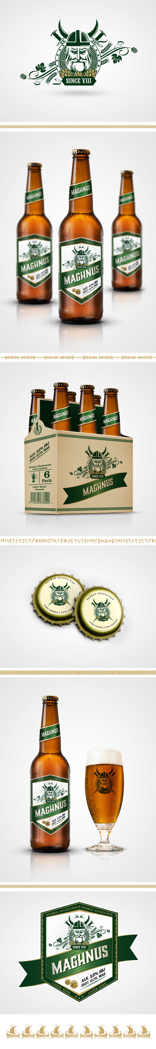 beer Label logo graphic print package alcohol beer design ID bottle viking hop Mug  brand Mockup