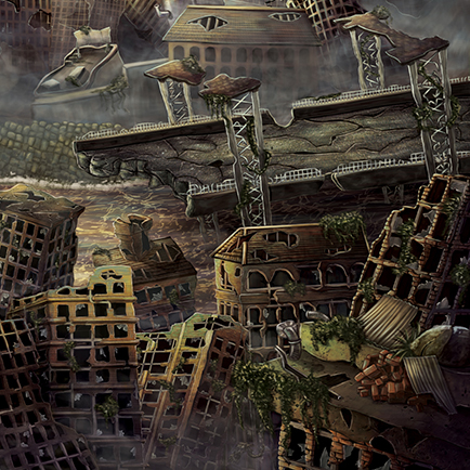 apocalypse building book cover color background destruction