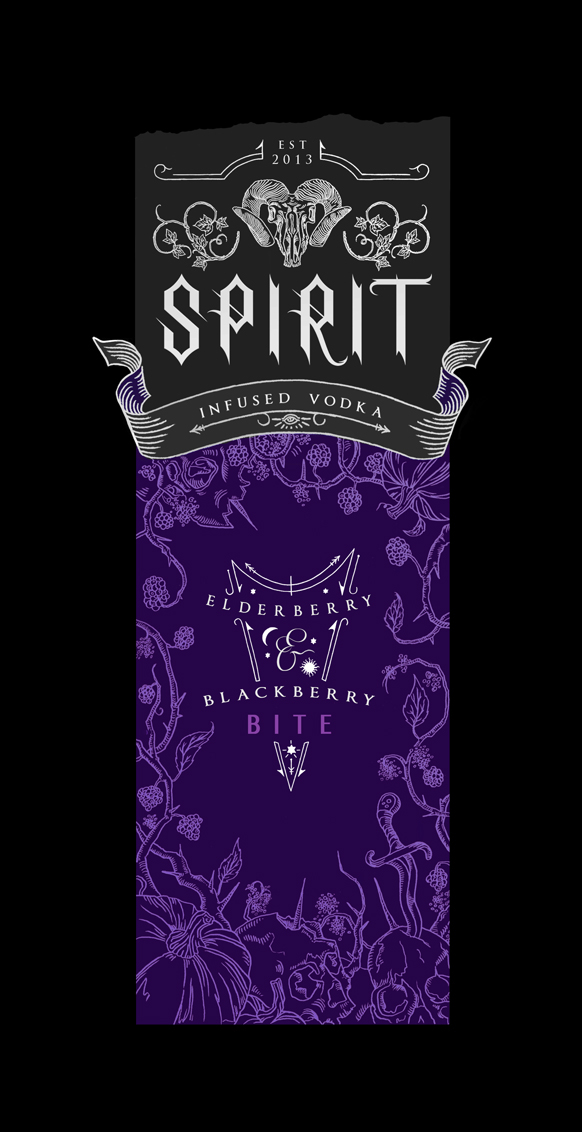 Halloween Vodka identity spirit etching ghost occult bottle Label Victorian